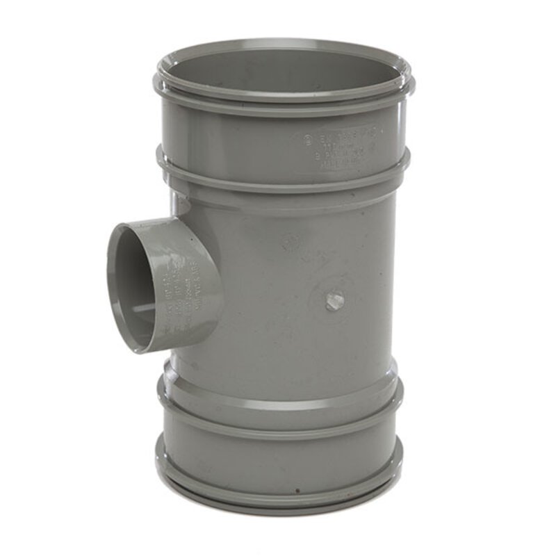 4"/110mm 1 1/4" (36mm) Boss Outlet, Double Socket - Solvent Grey - Type 2