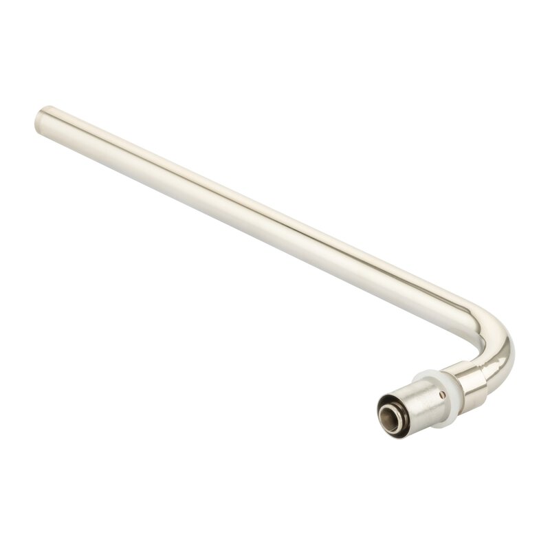 16mm Crimp Elbow to 15 x 300mm Chrome Radiator Long Ext. Pipe