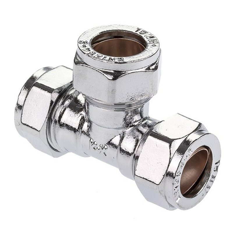 Chrome Compression 15mm Equal Tee