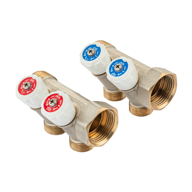 3/4"Brass Single Manifold WRAS 2 Port with zone iso. valves