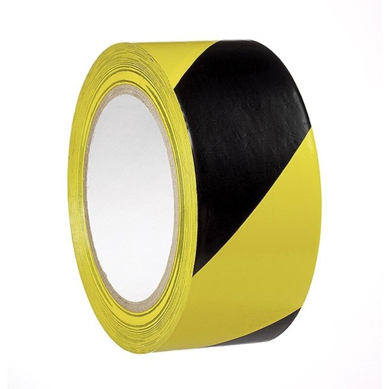 Black/Yellow 50mm Hazard Tape - 33m  Self Adhesive