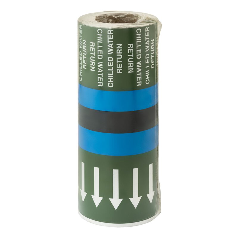 "Chilled Water Return" Pipeline Arrow ID Tape 33m BS1710:2014