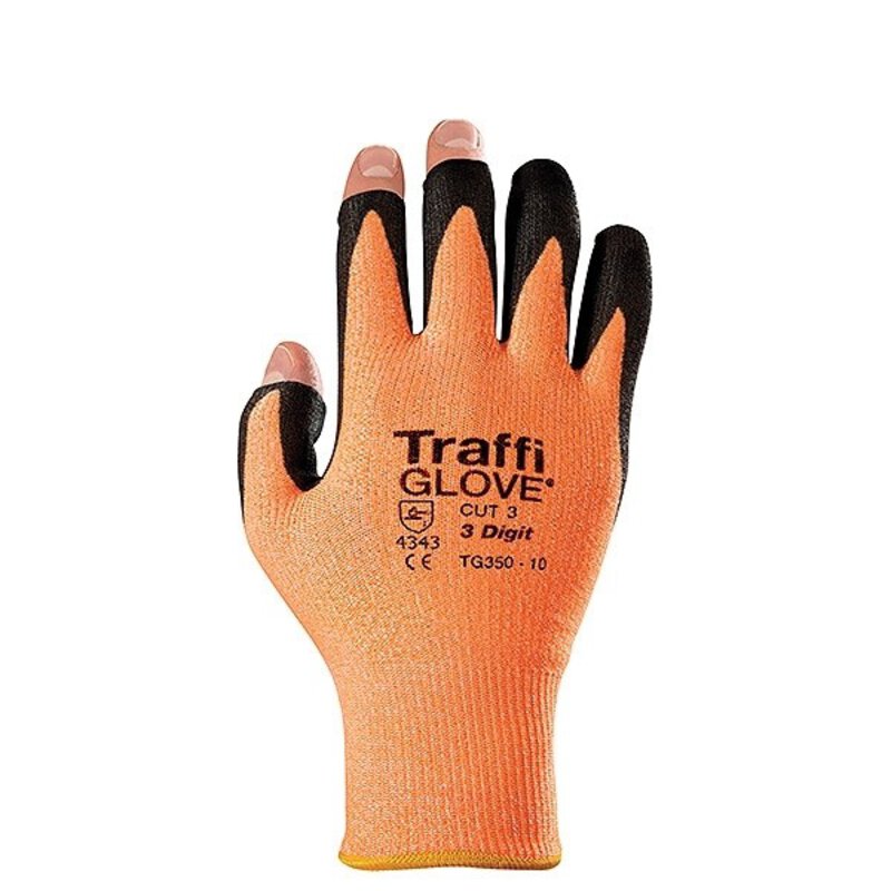 3 Digit Size 10 Open Digit Glove Cut Level 3/B - Orange
